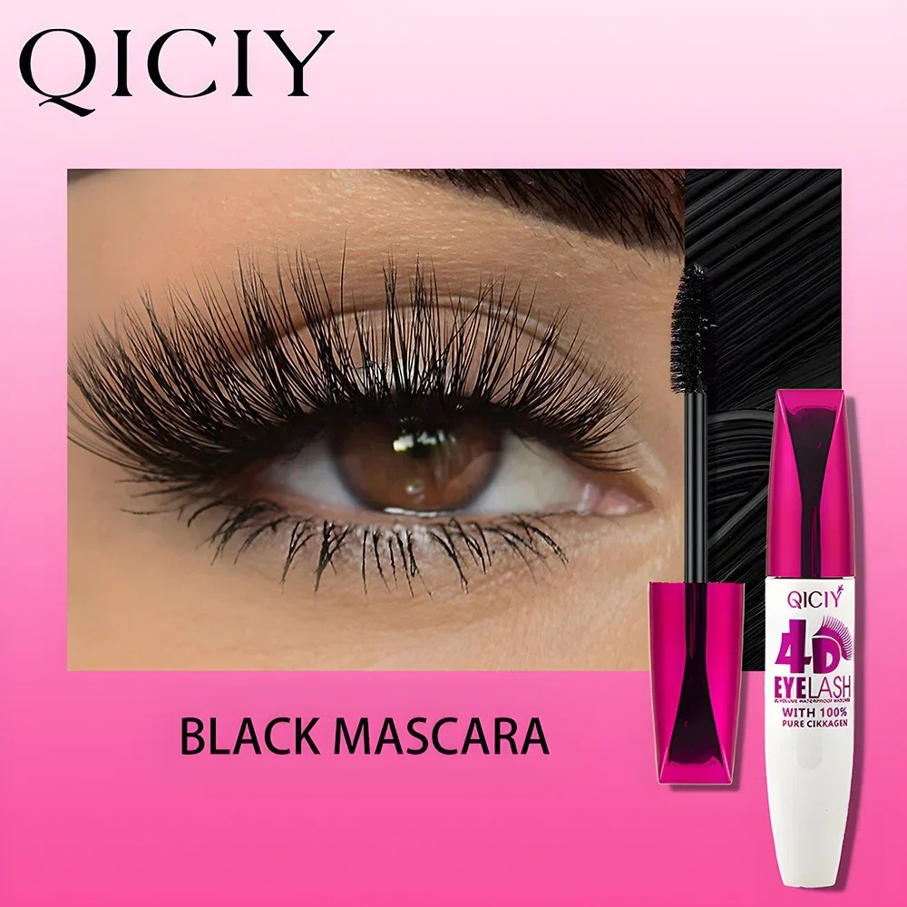4D Waterproof Curling Mascara Lengthens Eyelashes Black Silk Fiber Lasting Cosmetic No Smudging Female Makeup 260316