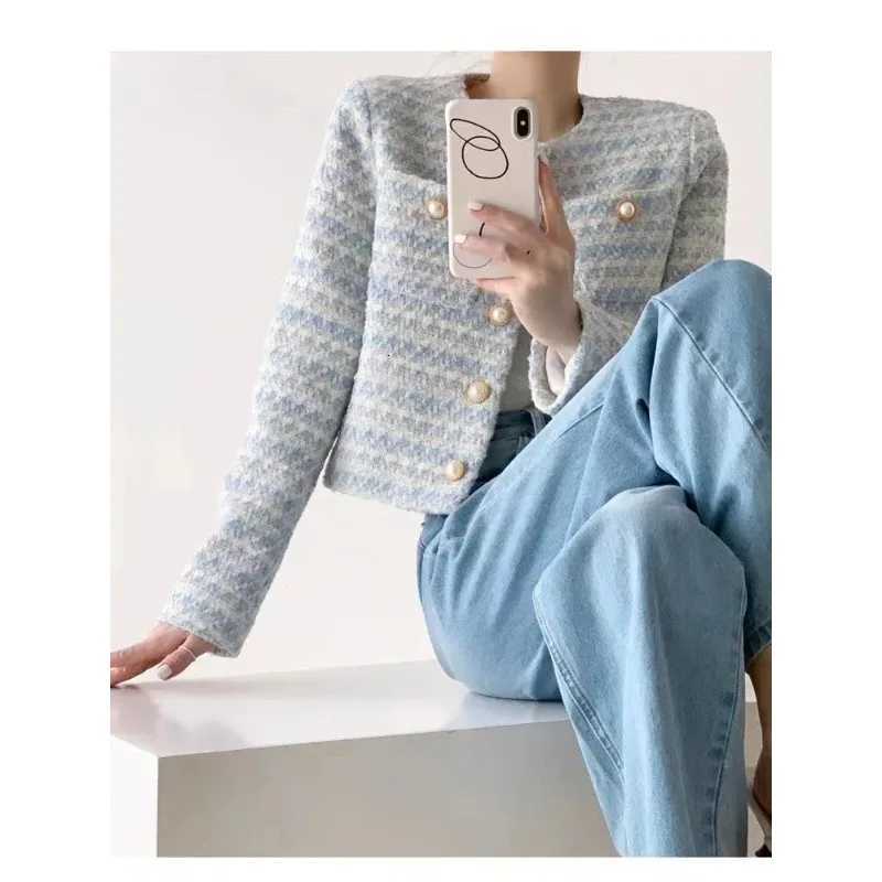 SMVP Autumn Winter Women Elegant Tweed Cardigan Short Coat with Pocket Single Breasted Jacket for Lady Loose Outwear 2025T260328