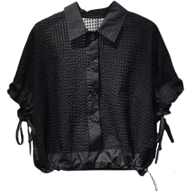 Woman Clothing T-Shirts High-Grade Short-Sleeved Women's Summer Loose Slim Drawstring Shirt Design Sense Niche Short Top