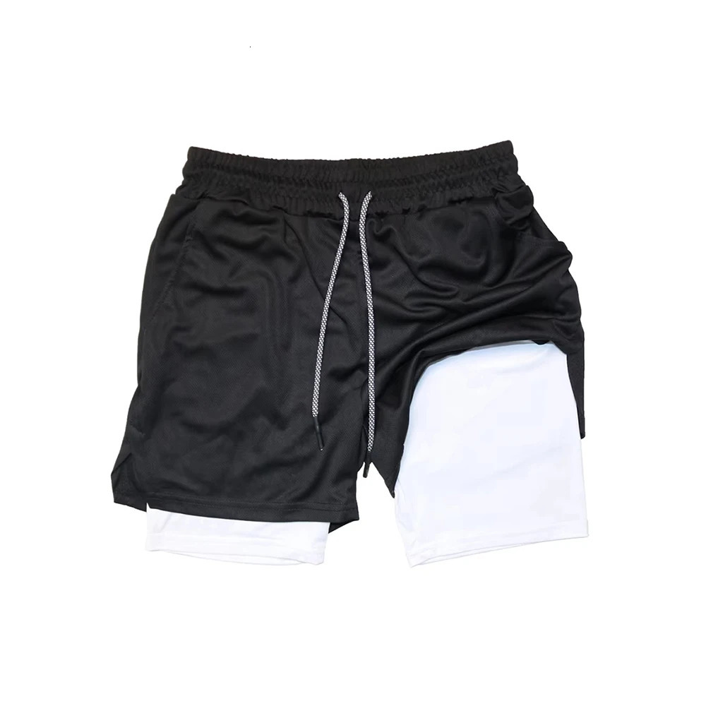 Mens Double Layer Fitness Shorts Men Fitness Gym Training 2 in 1 Sports Shorts Quick Dry Workout Jogging Double Deck Summer 260327