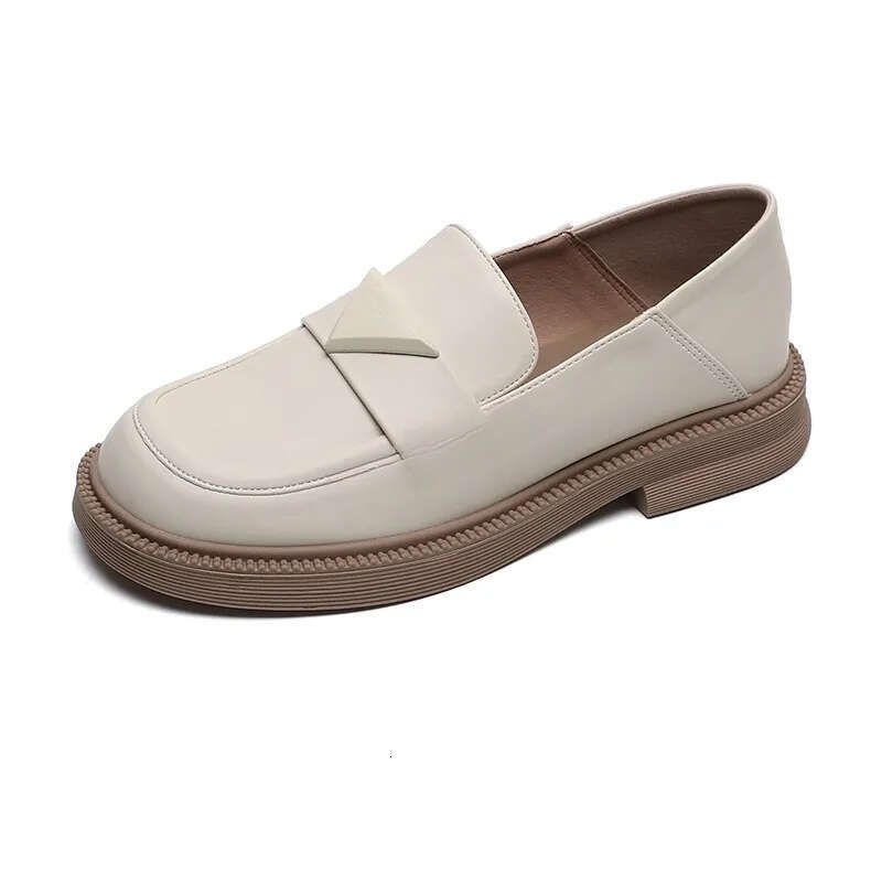 Designer shoes back round Toe Flats Soft Sole Women's Leather Loafers Oversized British Casual Shoes Lowdaily routine Heel Summer Style Eur35-43