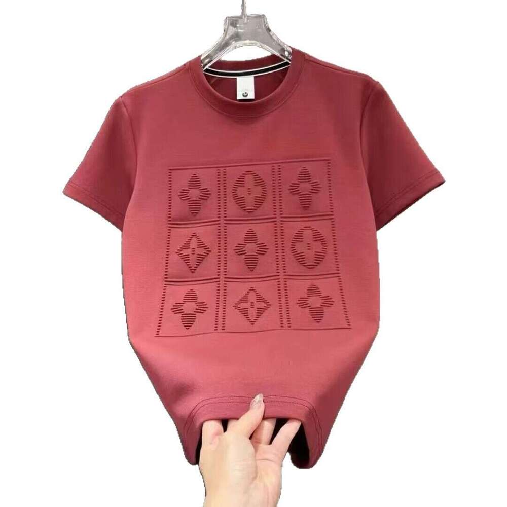2025 Spring/Summer New Men's Versatile Heavy-Duty Embossed Short-Sleeve T-Shirt, Fashionable and Casual