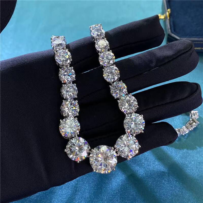 Lab Diamond Necklace 14K White Gold Engagement Wedding Chain Necklace for Women Bridal Moissanite Jewelry Gift