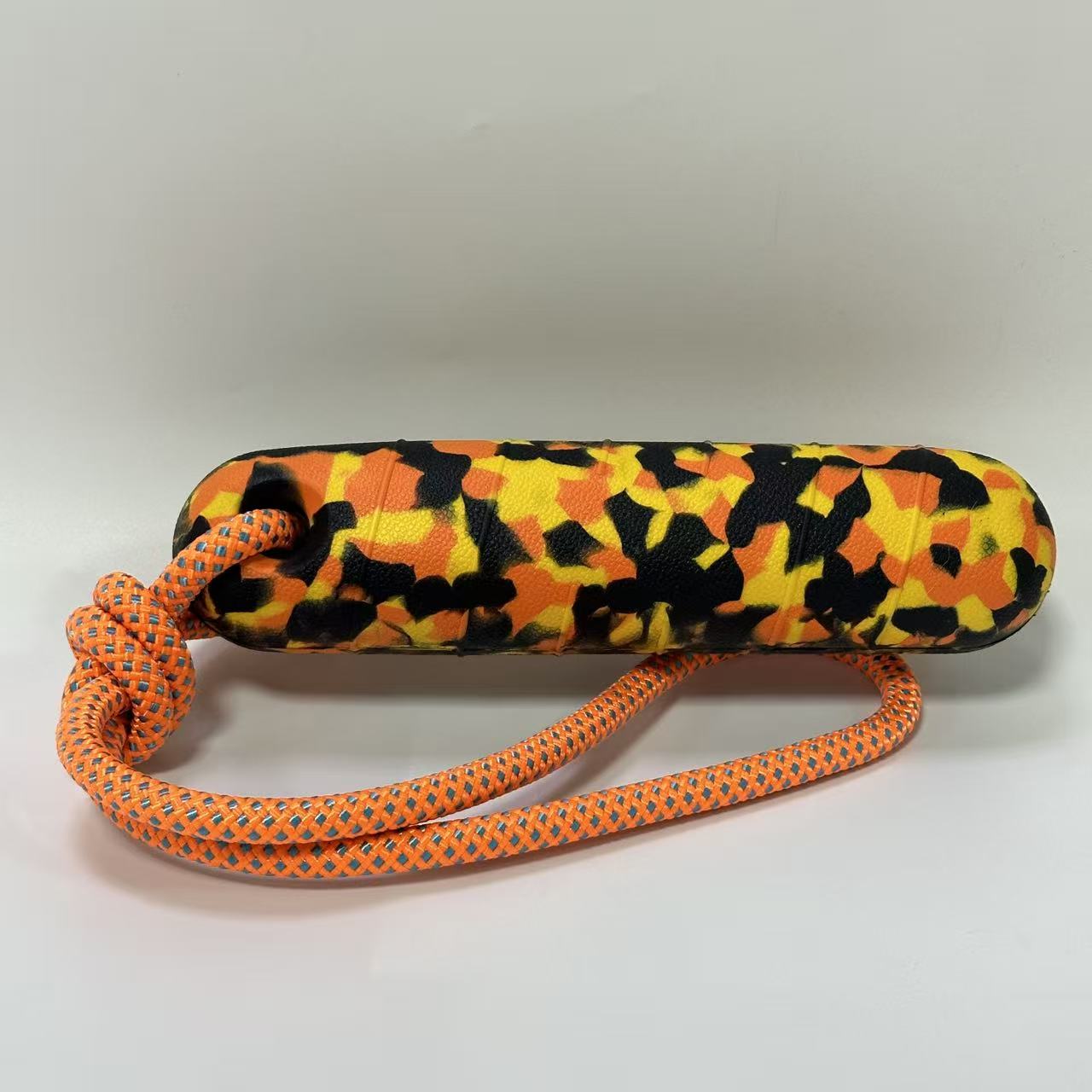 Camouflage Ham Dog Chew Stick with Rope, Durable Teething Toy for Small Medium Large Breeds