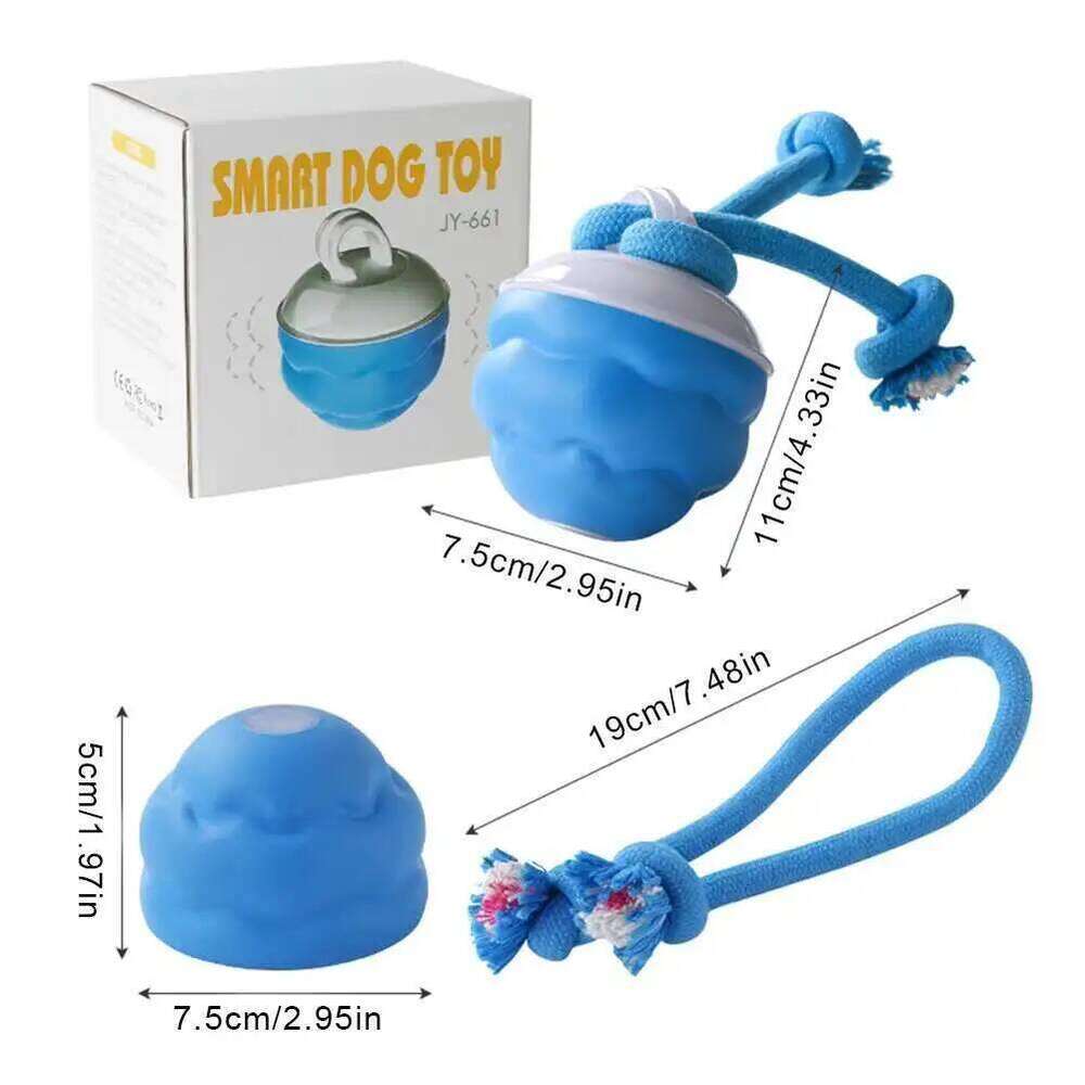 Interactive Toys Smart Rolling Ball With Rope Motion Activated Automatic Moving Squeaky Dog Training Puppy Chew Toy Balls