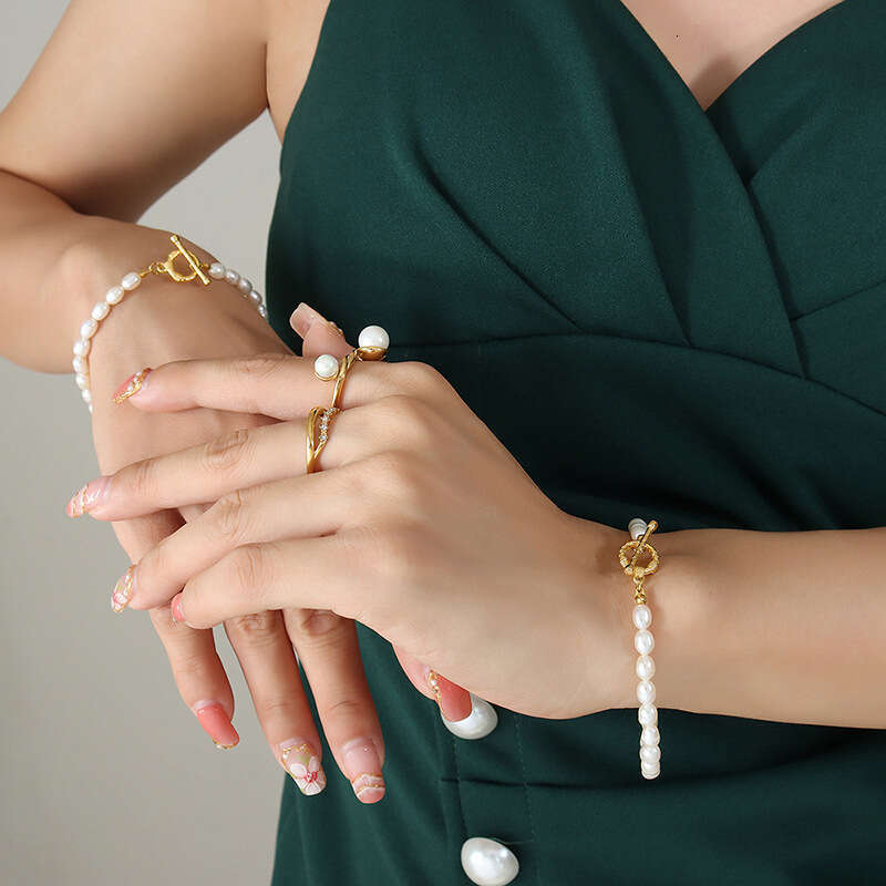 Geometric OT Clasp Bracelet Necklace Two-piece Set, Japanese Korean Style, Fresh And Simple, Non-fading, Unisex Metal Accessories