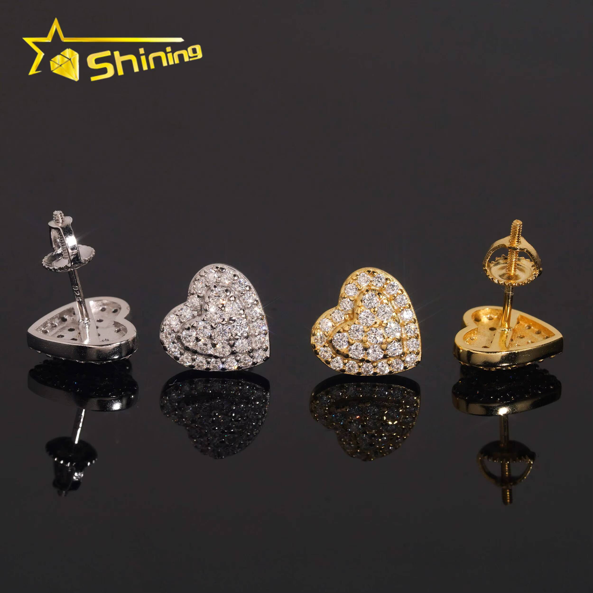 USA Warehouse Heart Shape Moissanite Earrings VVS Fine Jewelry Elegant Women 925 Silver Earrings Daily Wear