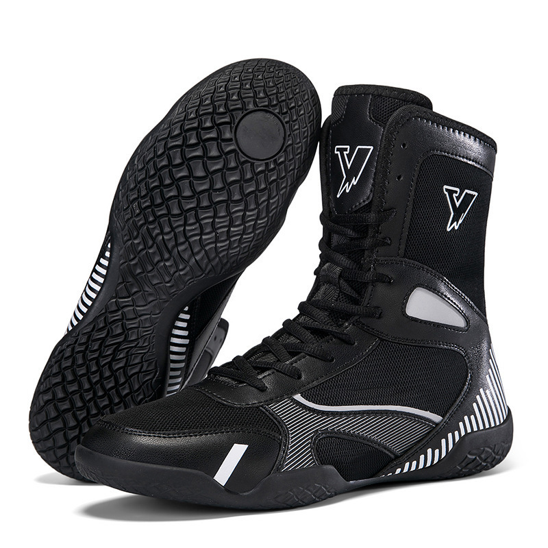 TaoBo Pro Kid Women Boxing Shoes Solid High Top Light Fighting Training Shoes Size 33 Rubber Outsole Breathable Wrestling Boots 240619 - view 7