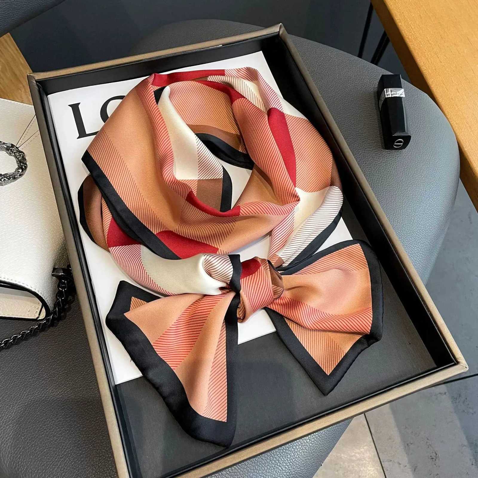 Luxury Design Scarf For Women Soft Satin Headband Neckerchief Foulard Female Hair Scarfs Neck Tie Lady Skinny Scarves Z260330