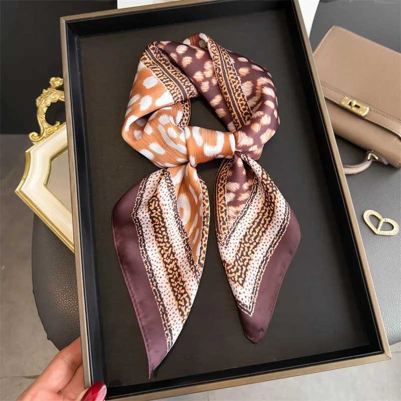 2026 New Leopard Print Silk Square Scarf Wen Soft Satin Neck Tie Decorate Scarf Hijab Fem band Foard Neckerchief X260328