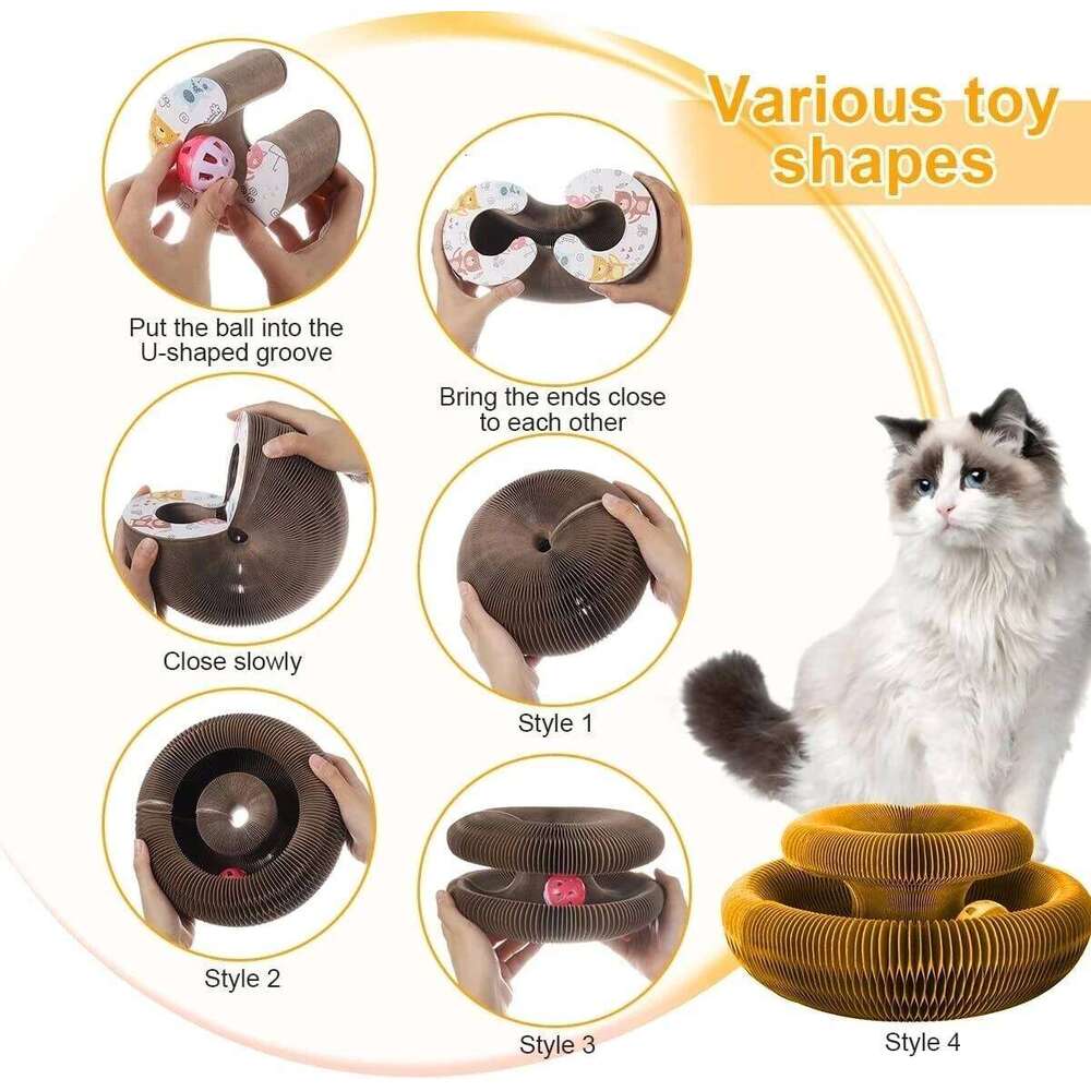 Magic Organ Scratcher Toy Scratch Board Round Corrugated Scratching Post Toys for Cats Grinding Claw Cat Accessories