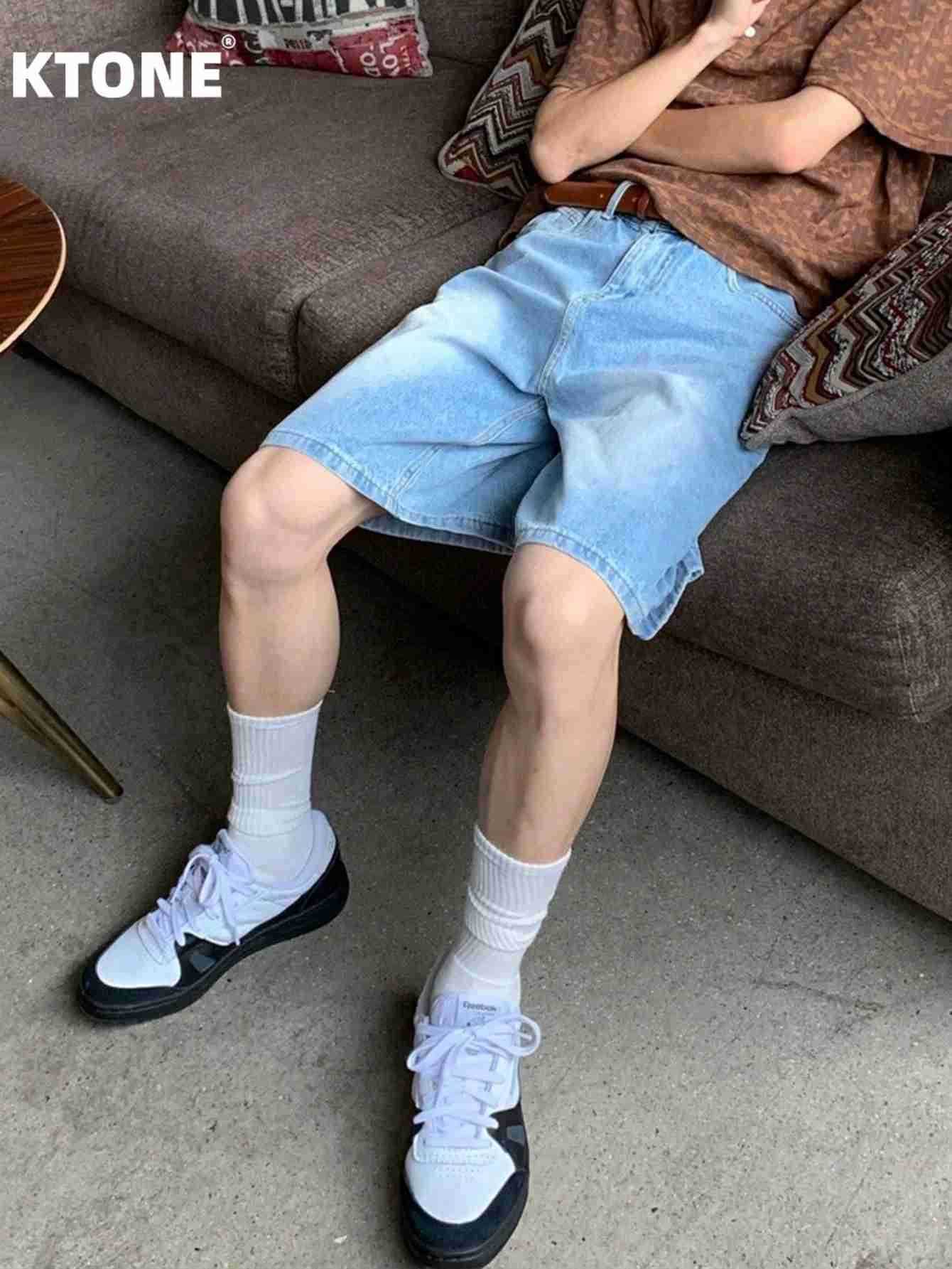 Blue Loose Denim Casual Shorts For Men Non Stretch Fabric Jorts Simple Fashion Daily Wear Comfort Summer Outfits H260330
