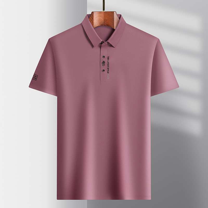 Men's High-end Polo Shirt A Business Casual Seamless Ice Silk Short-sleeved T-shirt With A Collar Design And Printed Pattern. Designer Luxury Sho