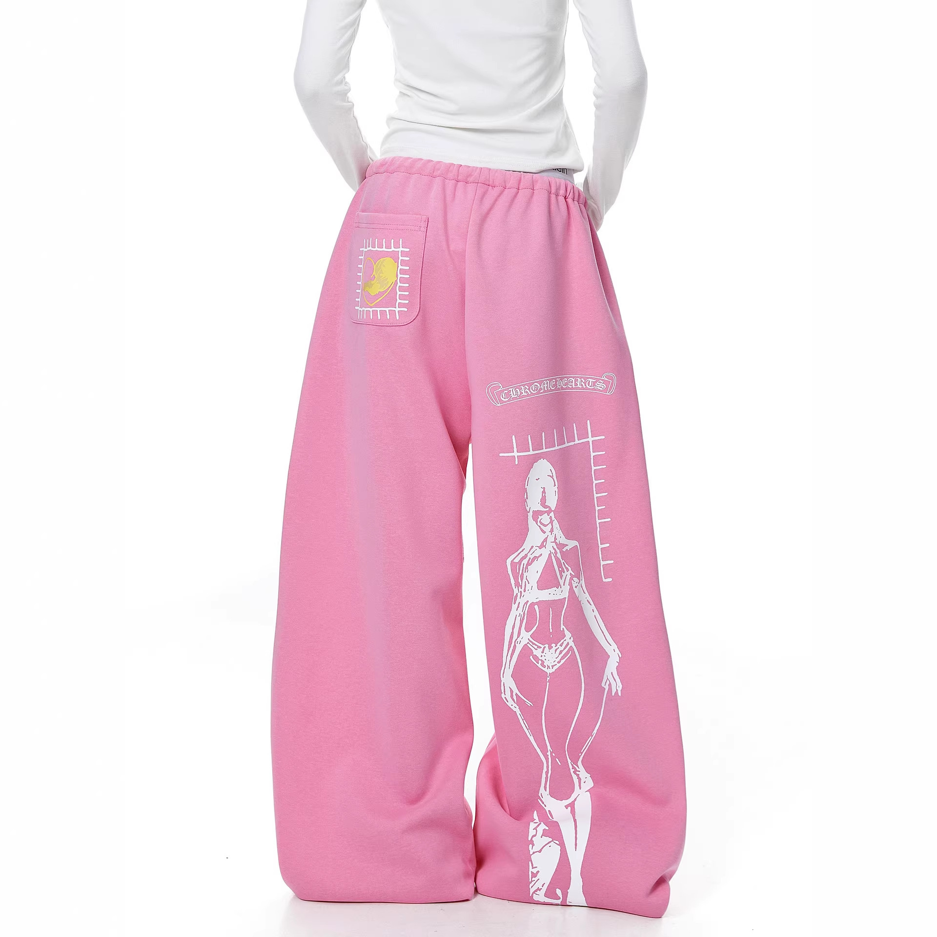 American high street gothic style creative printed sweatpants for women, summer jazz dance pants, hip-hop slim-fit curved pants