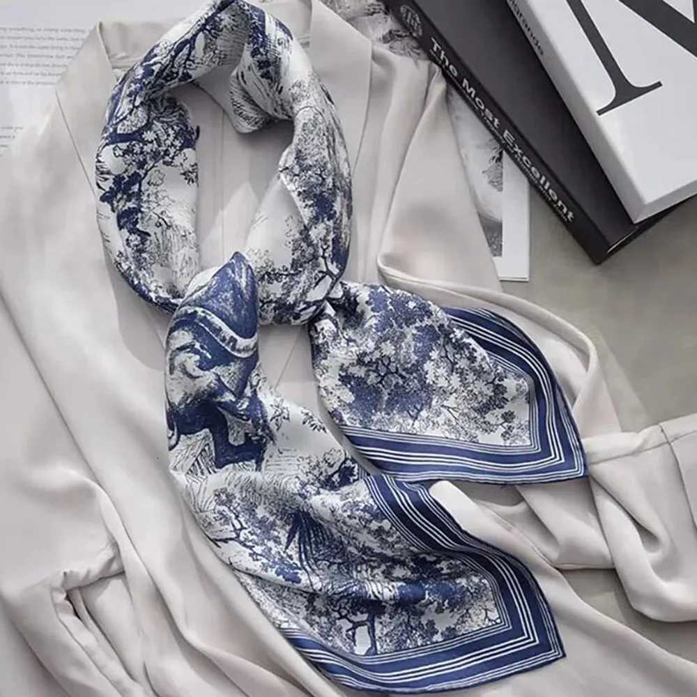 9090cm Silk Scarves Wen Print Foard Square Hijab Ladies Luxury Brand Shawl Band Fem Muffler Outdoor Activities X260328