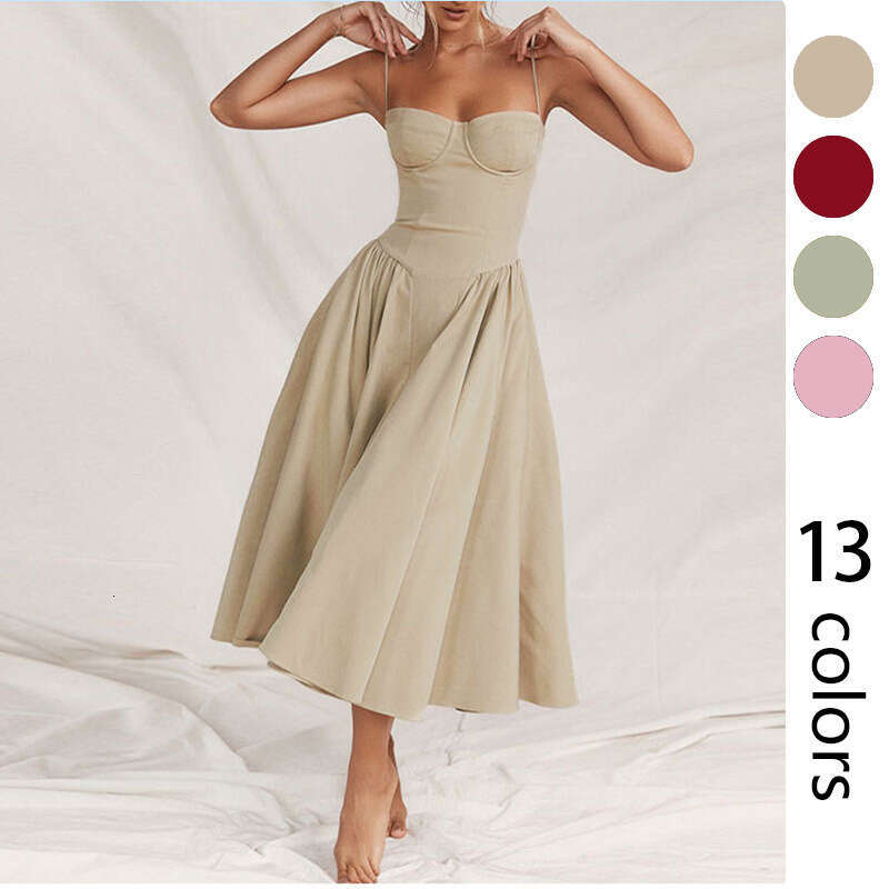 2026 European and American Women's S18 Designer Solid Color Spring/Summer New Style Strapless Waist Fashion Sexy Long Dress