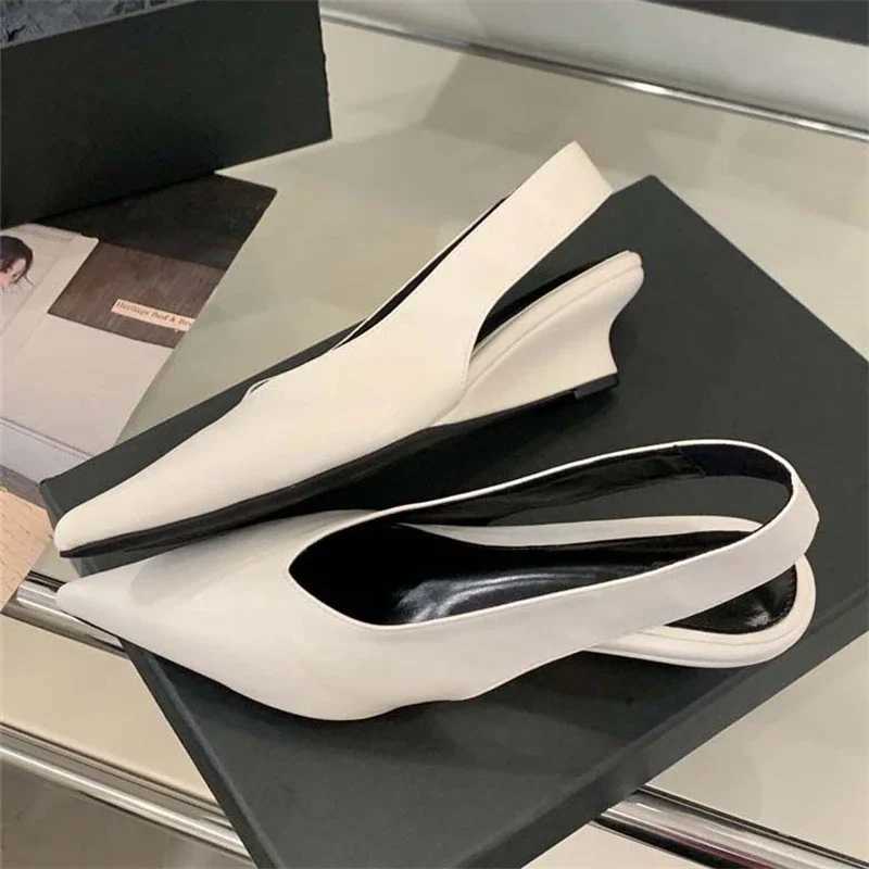 Aneikeh Sexy Pointed Toe Low Heels Comfortable Leather Design Wedges Women Mules Slingbacks Pumps Wedding Banquet Shoes Summer Z260330
