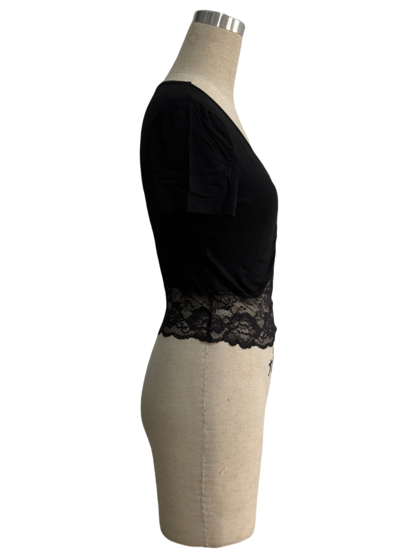Women's T-Shirt Lace Patchwork Bandage Tops See Through O-neck Short Sleeve T-Shirts 2026 Spring Summer Fashion Lady Casual Pullover New