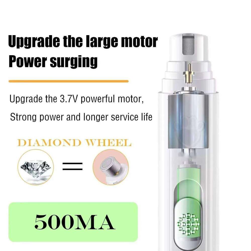 Electric Dog Grinder Clipper USB Rechargeable Pet Nail Trimmers Painless with Polisher Wheel for Small/Large Pets