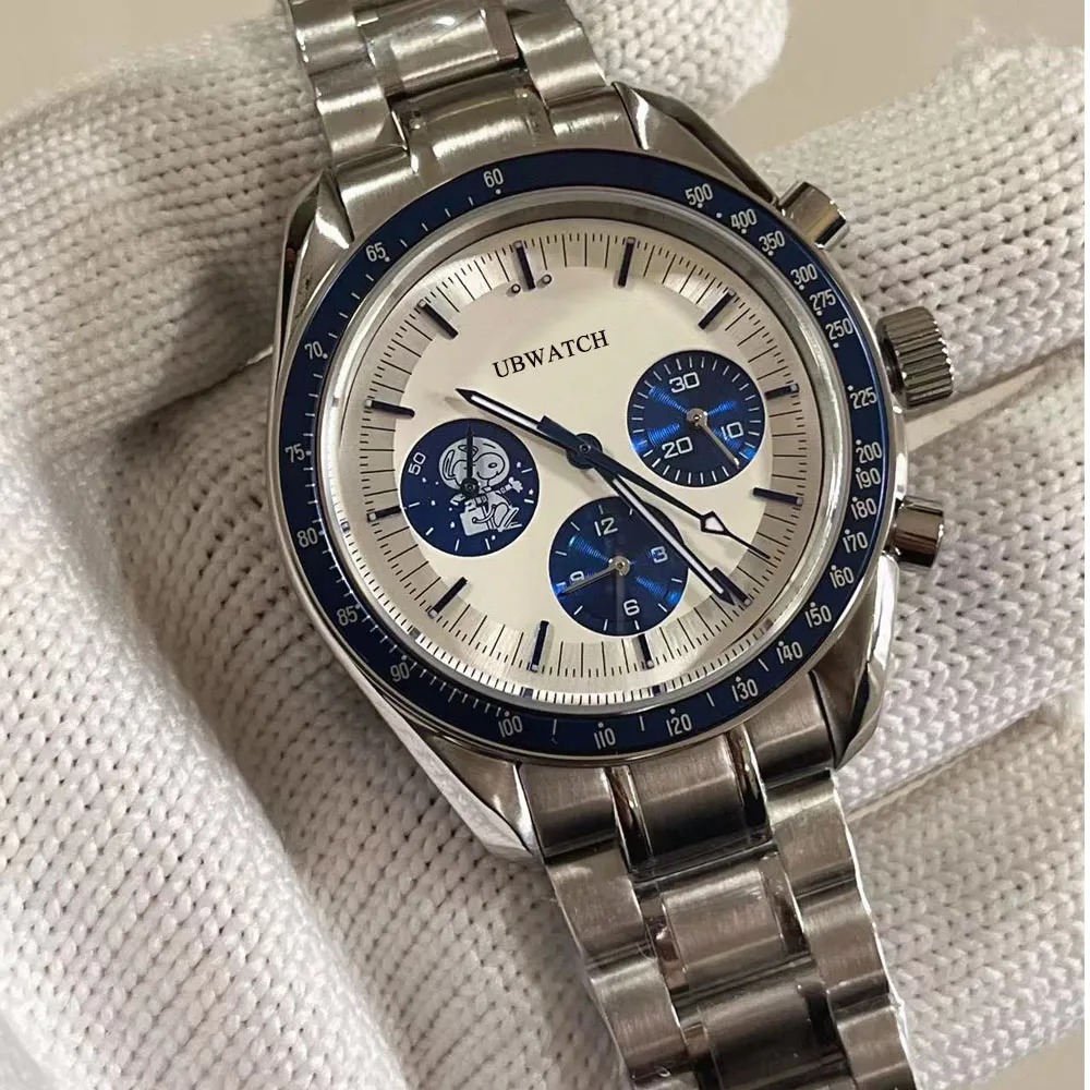 42MM Luminous Quartz Chronograph Movement Sport Mens Watches Battery Power Staineless Steel Working Subdials Men's Wristwatches With Nylon Strap