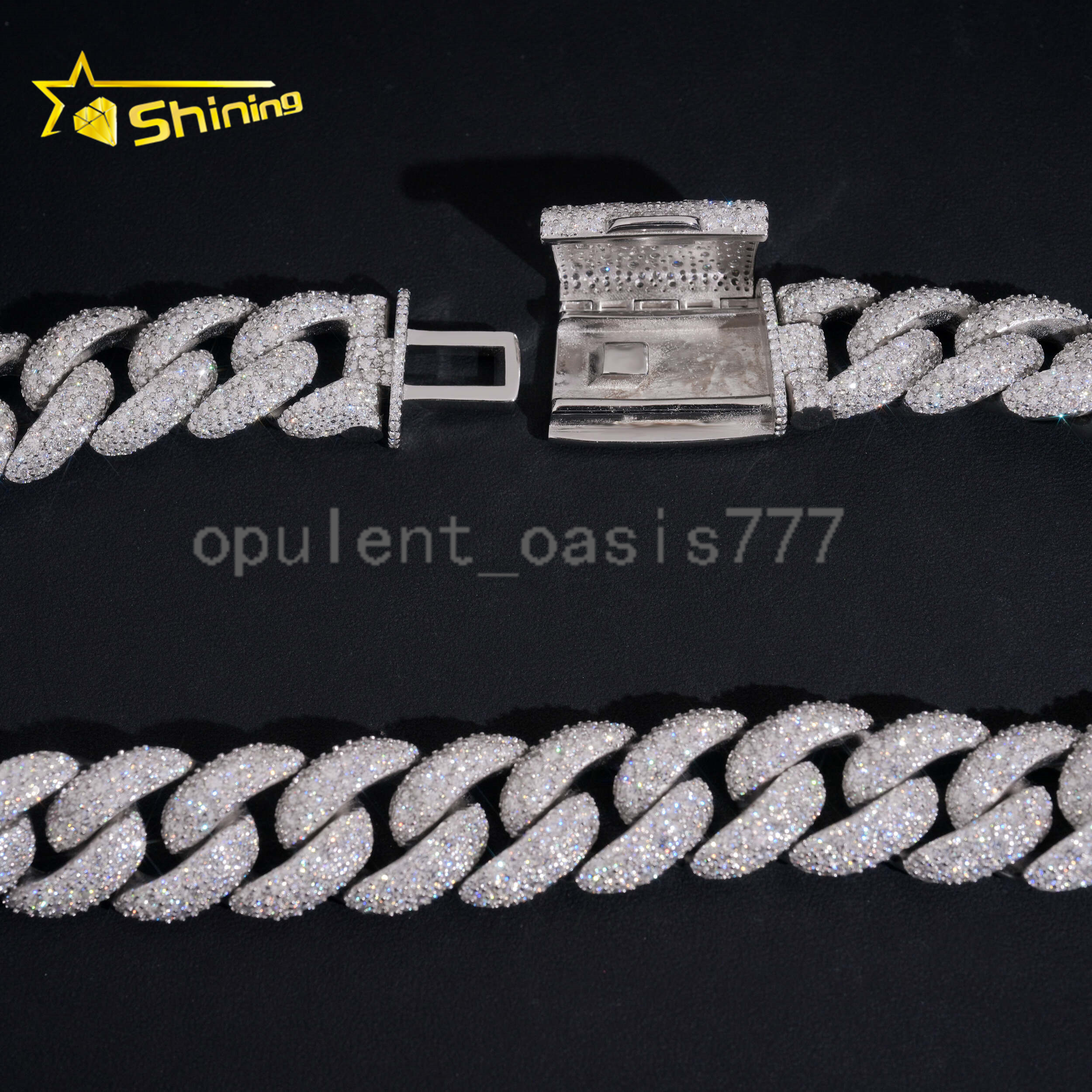 Luxury Big Size 23mm Width Iced Out Cuban Link Moissanite Hip Hop Jewelry Custom Men 925 Silver Moissanite Cuban Link Chain