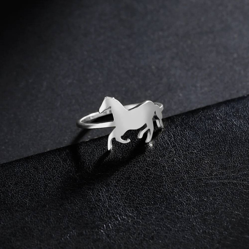 Animal Series Galloping Horse Ring Versatile Stainless Steel Jewelry Couple's Ring Stainless Steel Accessories Rings