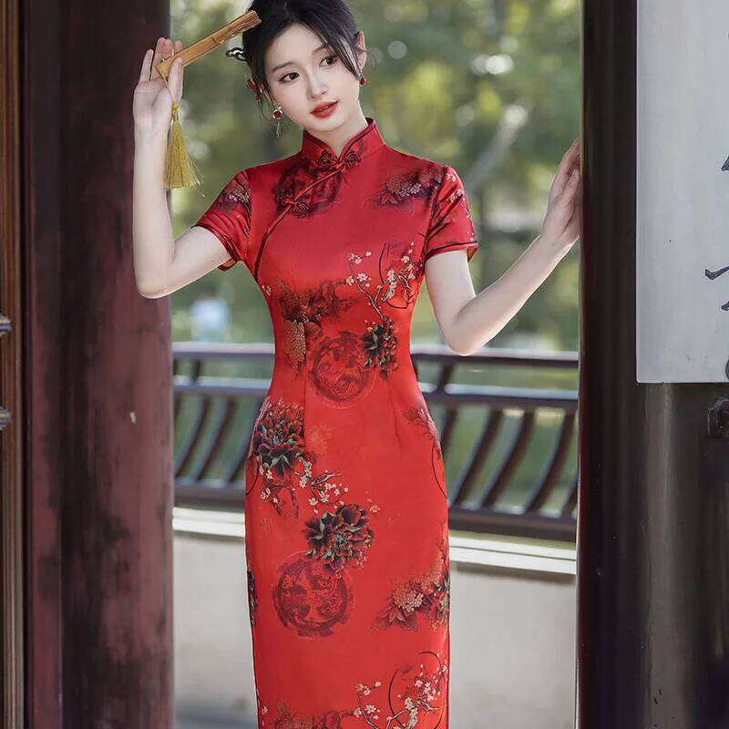 Cheongsam Dresses 5Xl 4Xl Chinese Summer Hot Innovative Long Elegant Modern Femme Clothes Women Big Plus Size Floral Style Qipao MAKOUFEI