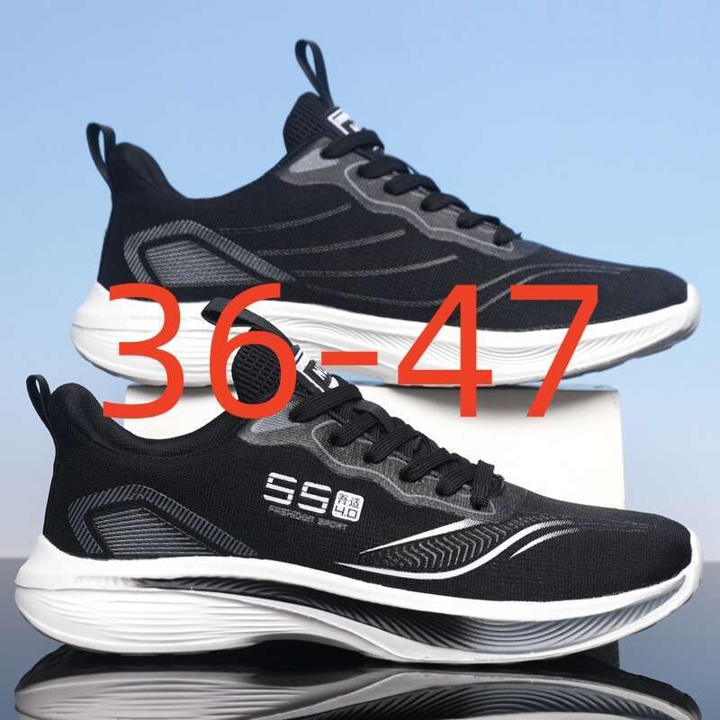 Free shipping broadcast breathable large-size athletic sports high quality 2026, ultra-light and ultra-elastic running shoes for couples