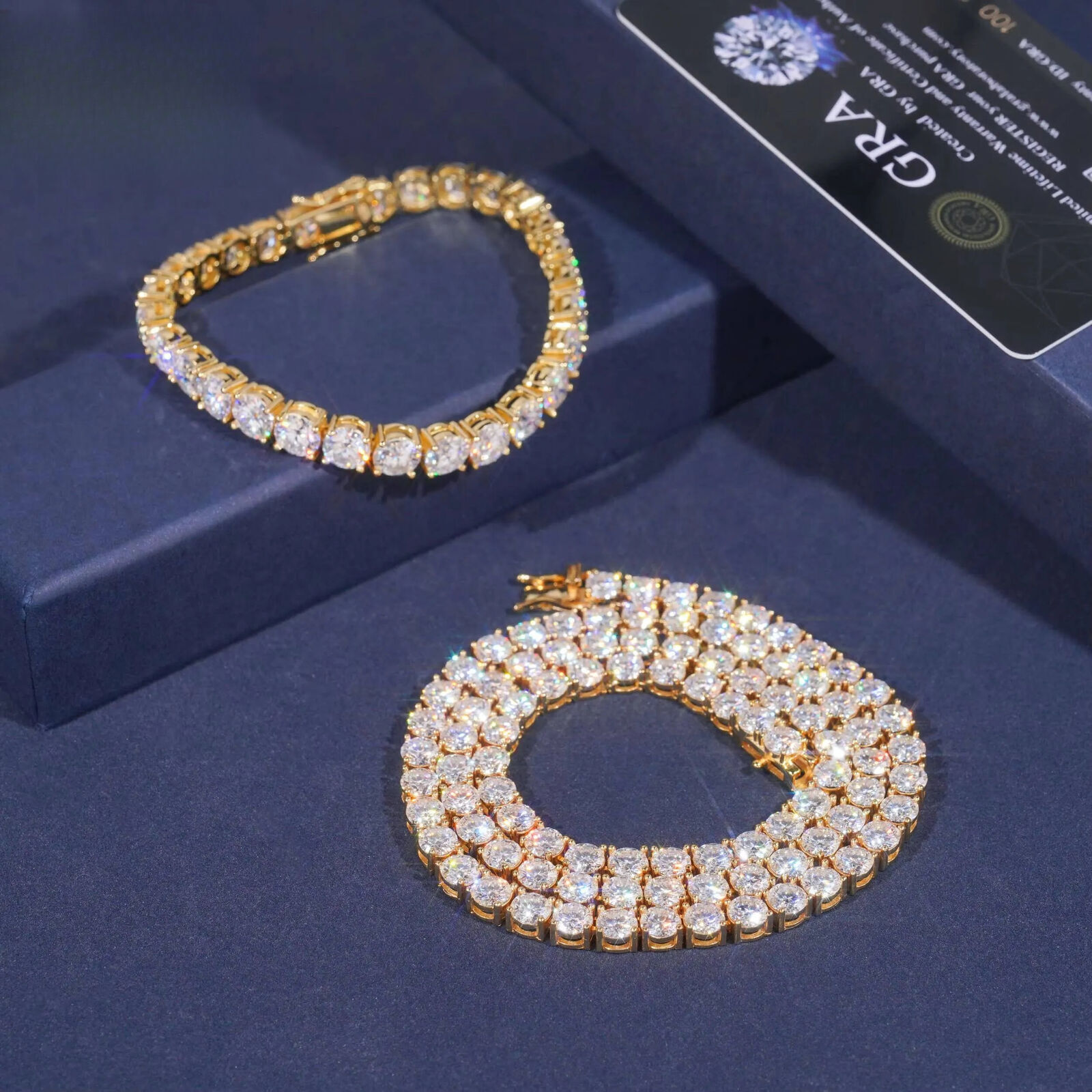 Shimmering and dazzling 6mm moissanite tennis necklace. Full diamond design. Fashionable and upscale. Suitable for both men and women. Ideal gift for 