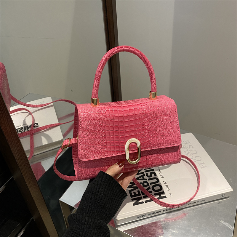 Free Shipping High Value 2026 Winter New Fashion Handbag, Trendy Crossbody Vintage Simple Small Square Bag, Unique Crocodile Pattern Shoulder Bag