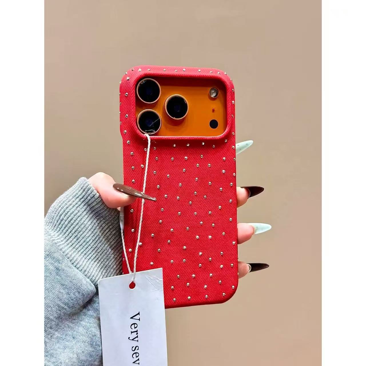 Korean high-end denim leather pattern gypsy star with diamond is suitable for iPhone Apple mobile phone case