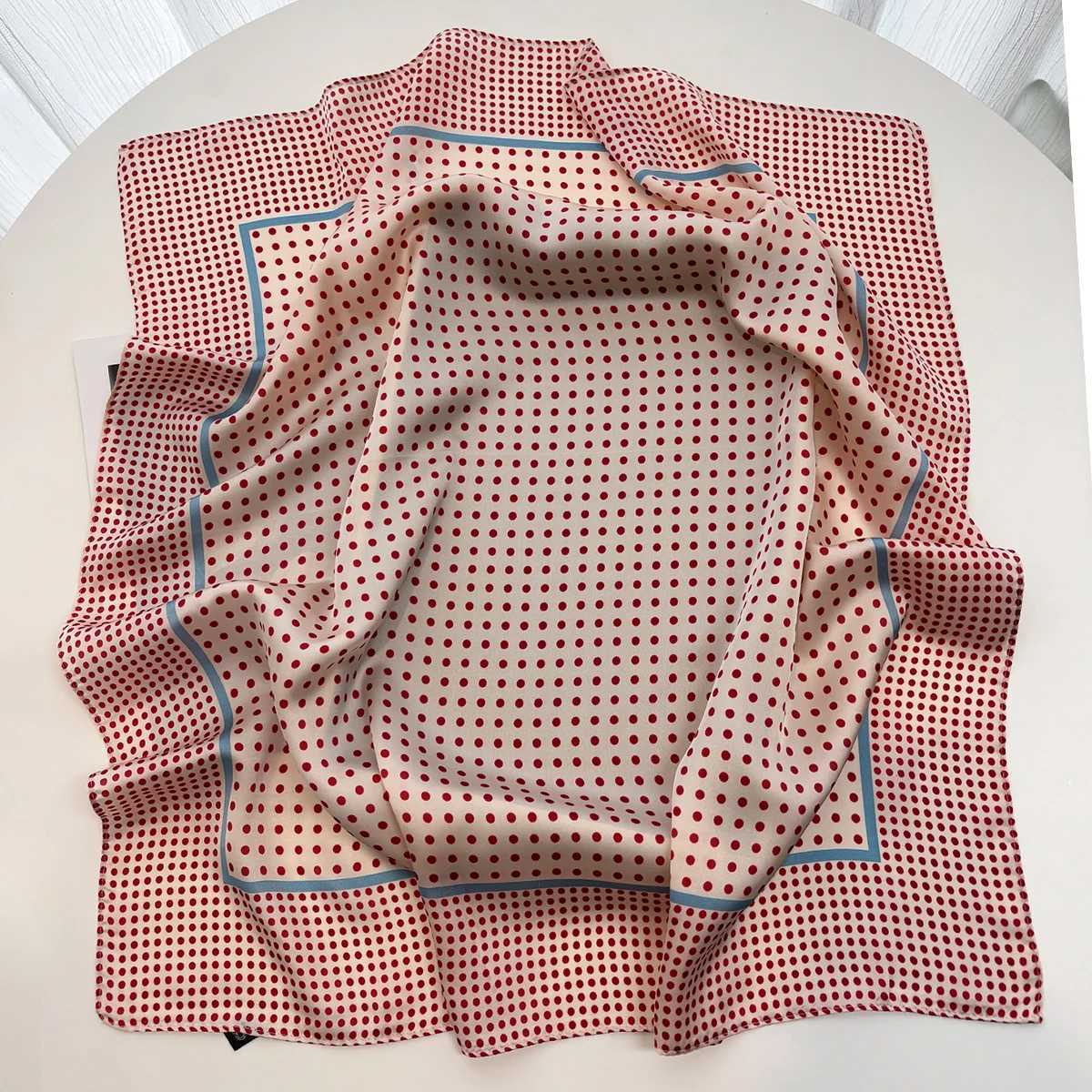 Dot Print Wen Square Scarf Silk Feeling Neckerchief Bandana Lady Spring Shawl Scarves Wrap Kerchief Hair Band Ties X260328