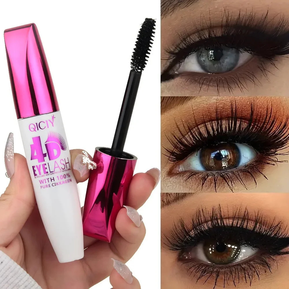 4D Waterproof Curling Mascara Lengthens Eyelashes Black Silk Fiber Lasting Cosmetic No Smudging Female Makeup 260316