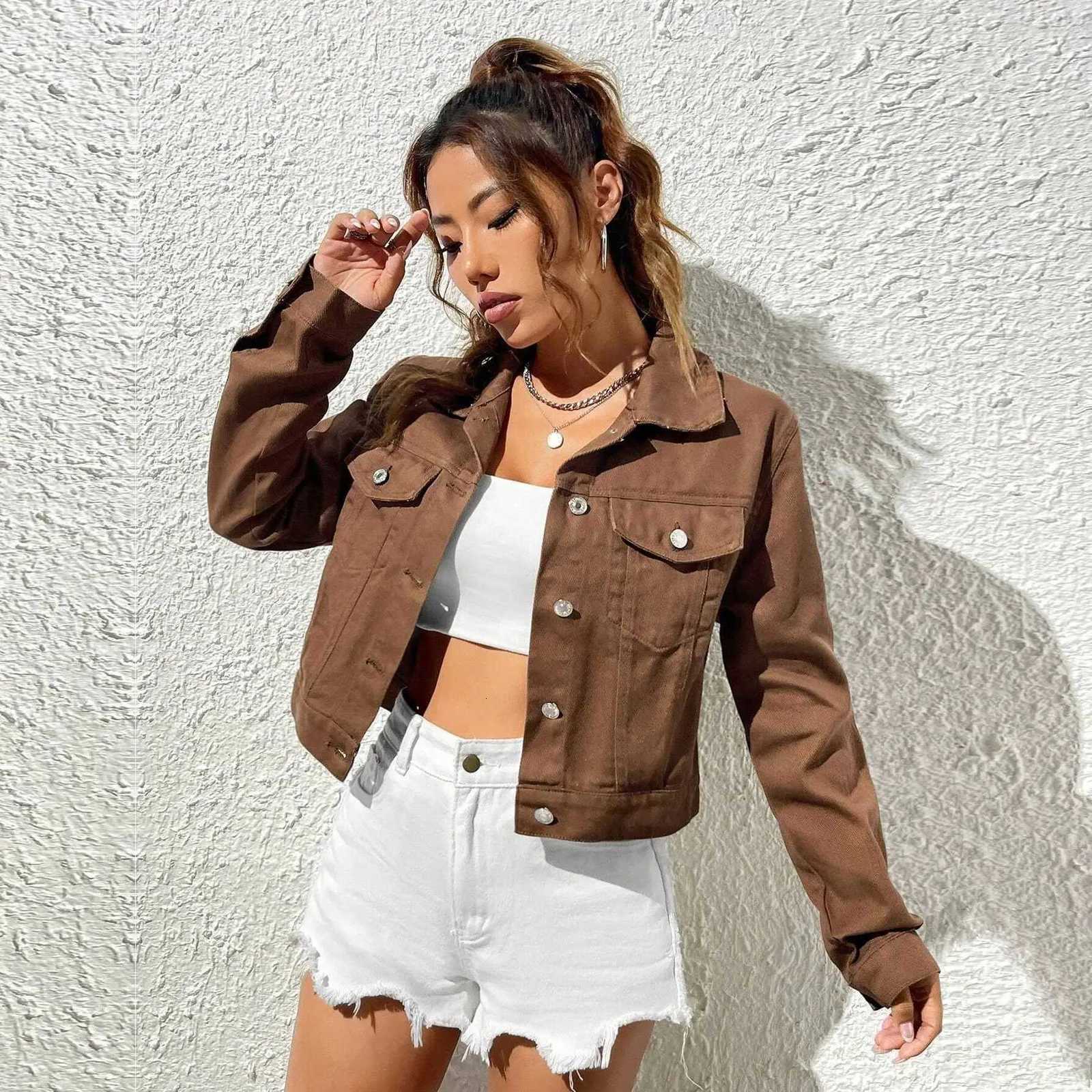 Denim Jacket Women Short Coat Spring Vintage Washed Distressed Overcoat Single Breasted Turn Down Collar Outerwear StreetwearT260328