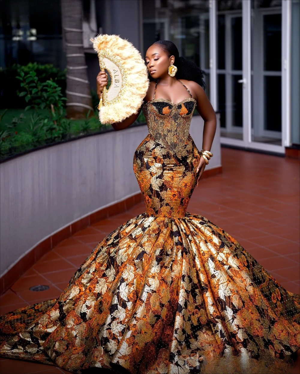 2026 Aso Ebi Nigerian Printed Mermaid Prom Dresses Halter Beaded Evening Formal Party Second Birthday Engagement Reception Gowns Dress For Special Occ