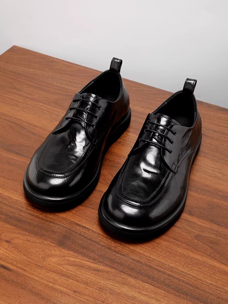 Men's Leather Shoes Business Casual Handmade Stitched Comfortable Lightweight British Style Footwear