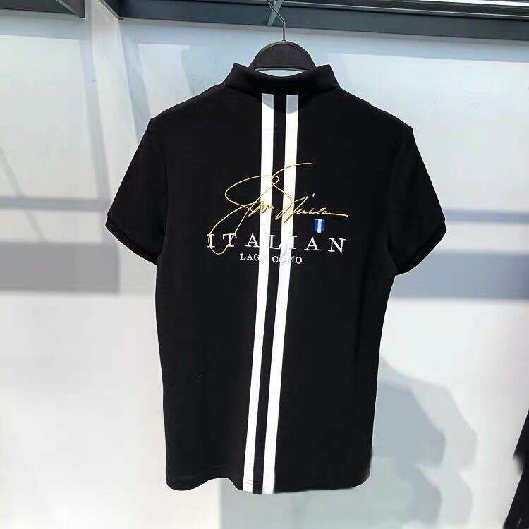 Men's Short-Sleeve Shirt, New Summer Style, Light Business Casual, Trendy Embroidered Fashion, Simple Turn-Down Collar Polo Shirt