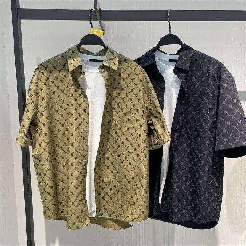 Men's Short Sleeve Summer New Fashion Trendy Stylish Loose Casual Outerwear V-Neck Cotton Shirt B1cjc2313