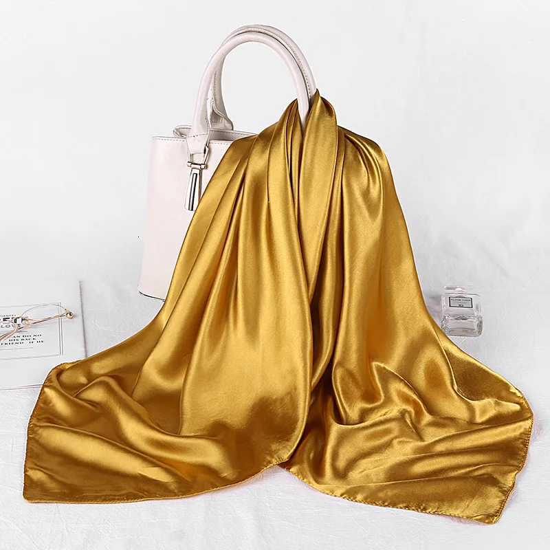 HUISHI Satin Scarf Solid Neckerchief Hijab Scarf For Wen Silk Satin band Hair Scarves 90cm Square Shawls For Lady X260328