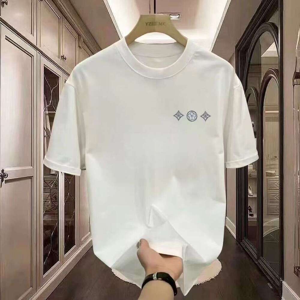 Trendy brand stylish printed short-sleeve T-shirt for men, new summer Korean version, loose fit, heavyweight half-sleeve base shirt