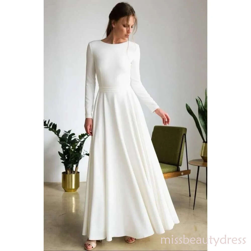 Vintage Long Sleeve A Line Wedding Dresses Plus Size White Ivory Summer Beach Garden Bridal Gowns Bohemian Robes de mariage ZD10
