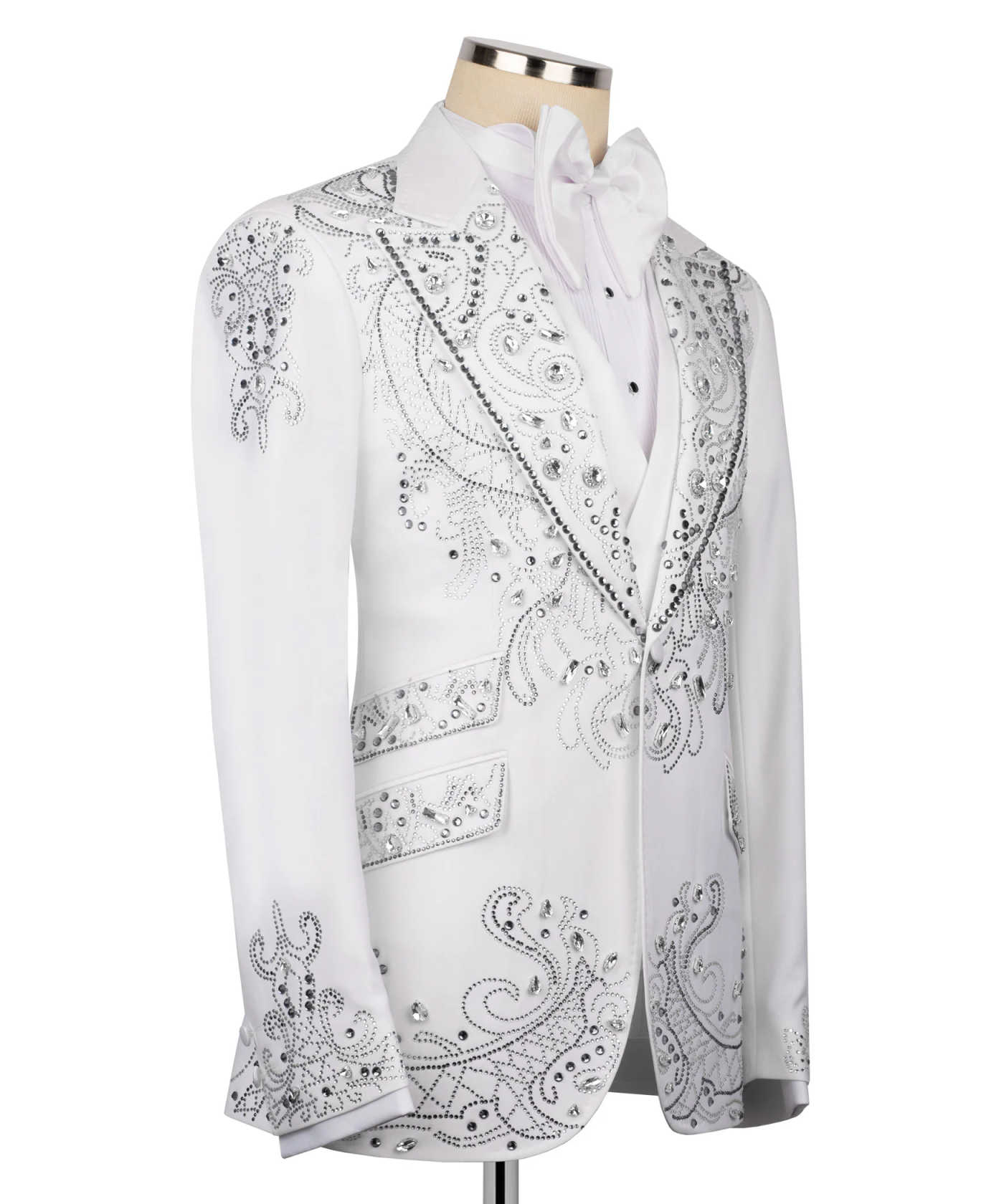 Luxury Crystal Men Suits Slim Fit 2 Piece Jacket Pants One Button Formal Occasion Groom Tuxedos Party Banquet Customized Ropa Hombre