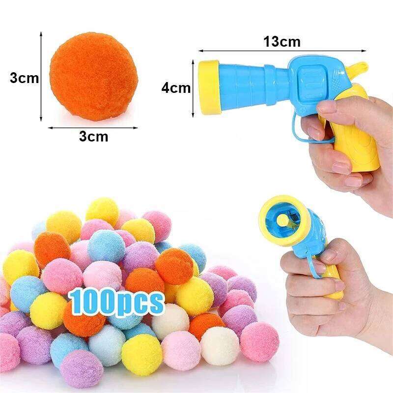 Interactive Cat Launch Training Toy For Kitten Creative Mini Shooting Gun Games Stretch Plush Ball Toys Pet Supplies