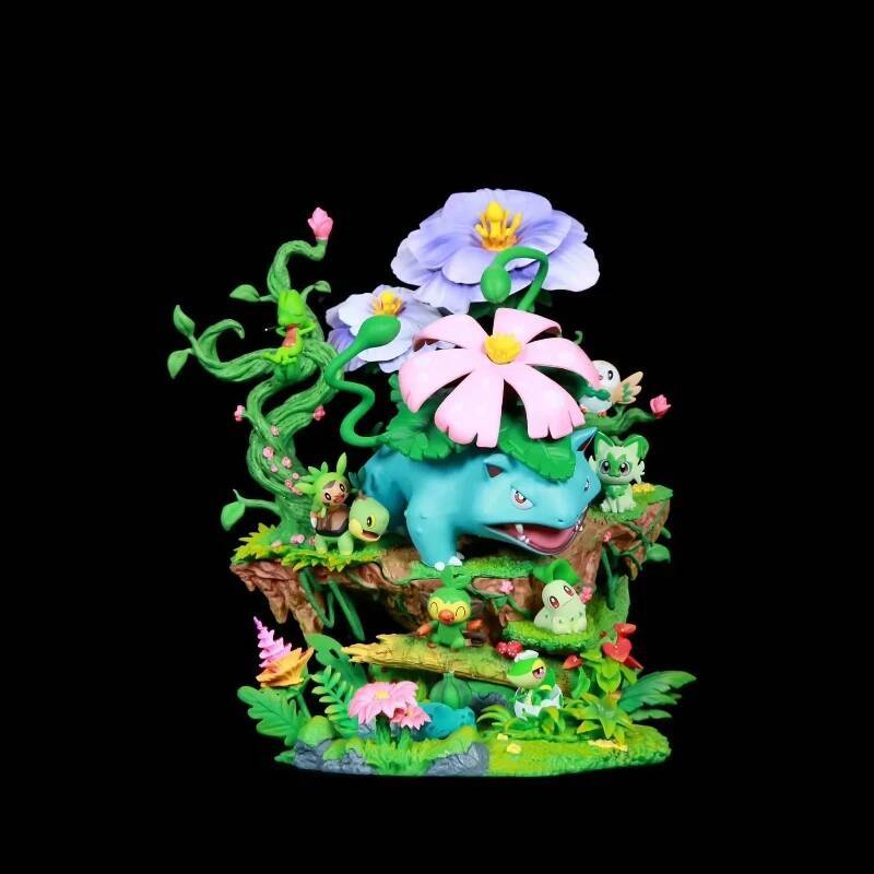 PokeMon Gk Figure Family Set Led Light Up Collectible Statue Charizard Blastoise Venusaur Desktop Decoration Gift For Anime Fans