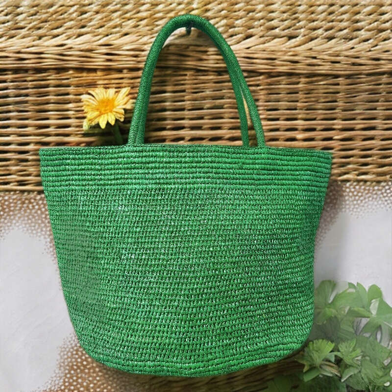 Totebag Shoulder ROSE NOIRE Summer Simple Handmade Woven Tote For Women Beach Vacation Large Capacity Handheld Bag Straw