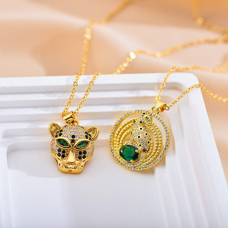 New Designer Necklace for Women Exquisite Cubic Zirconia Leopard Animal Necklace Female Jewelry Gift Panther Gold Plated Necklace Whoelsales Drop Ship
