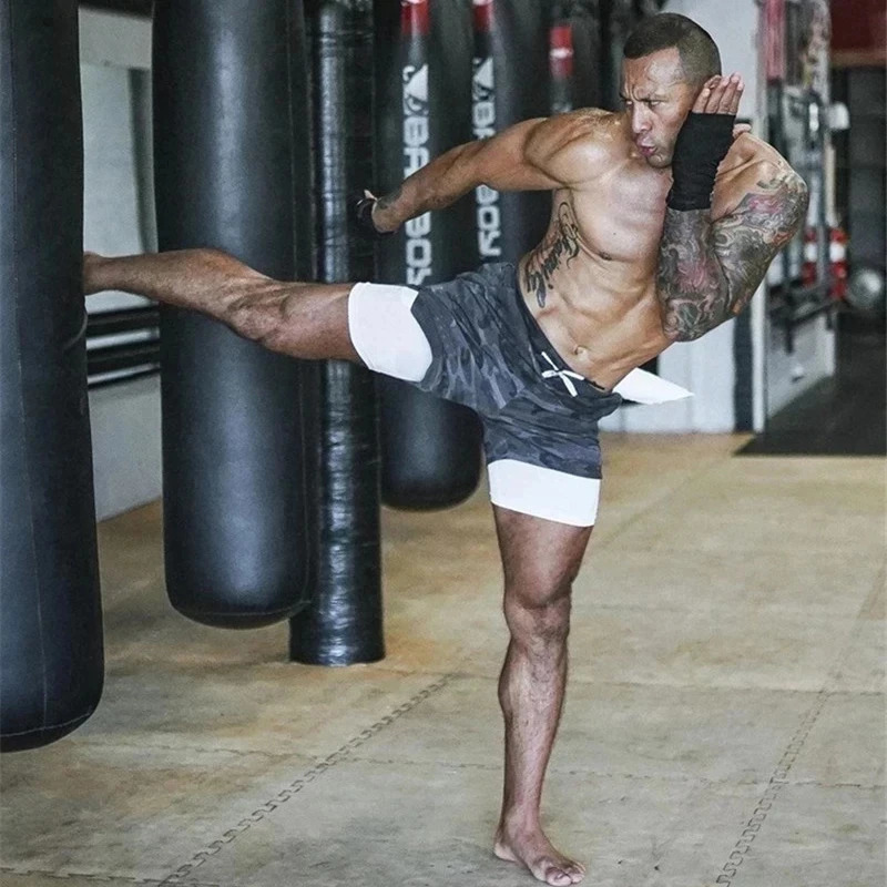 Men Sport Shorts Summer Sportswear 2 In 1 Short Pant Double-deck Training Workout Clothing Male Tight Gym Fitness Running Shorts 260330