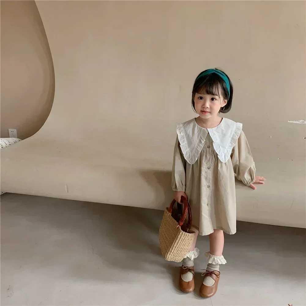 8486 Girls Clothes Casual Dress Spring Autumn New Korean Cotton Linen Girls Princess Plaid DressT260330