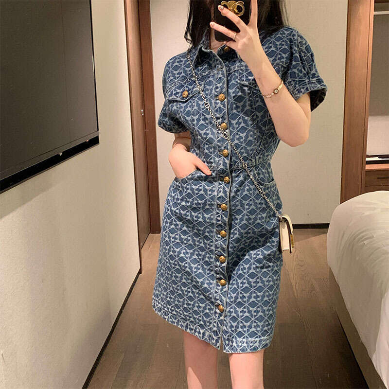 Fashionable Women S Clothing Summer Plus Size Slimming French Style Design Niche Denim Dress Luxury