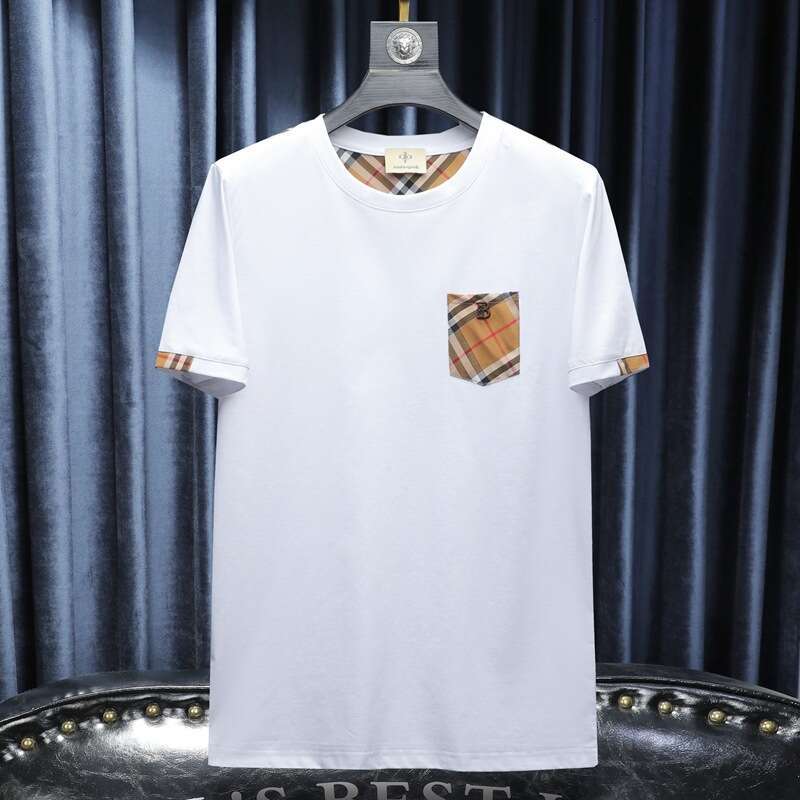 luxury Summer New Trendy Brand Printed Short T-Shirt for Men, Round Neck Fashionable Mercerized Cotton Slim Fit Half Sleeve Base Shirt